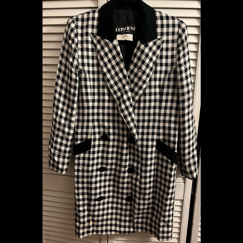 Vintage Criscione for CACHE long BLAZER/DRESS with Velvet trim